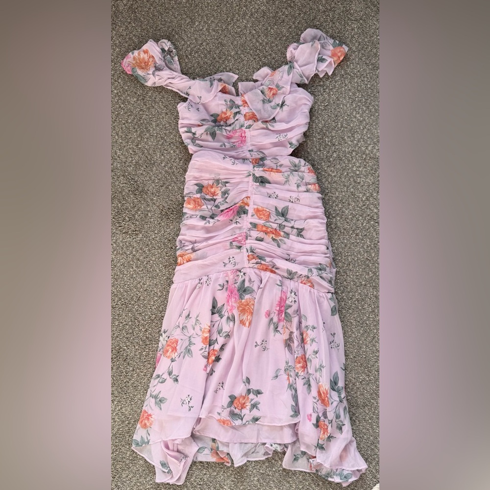 Astr Pink Floral Midi Dress